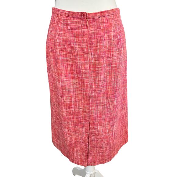 Talbots Pure Silk Skirt Sze 14 Heather Pink Tweed A Line Lined Back Zip and Slit - Picture 2 of 10